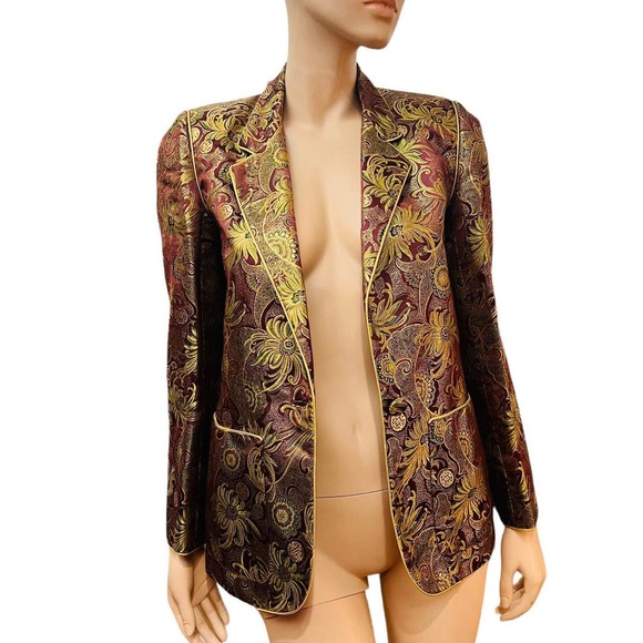 Vintage 80s Charlotte Ford II Metallic Gold and Red Jacket Blazer Size Small - Picture 2 of 14